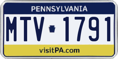 PA license plate MTV1791