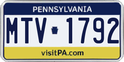 PA license plate MTV1792