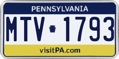 PA license plate MTV1793