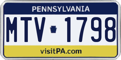 PA license plate MTV1798