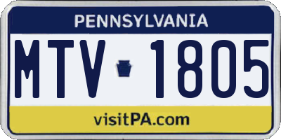 PA license plate MTV1805