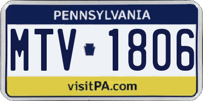 PA license plate MTV1806