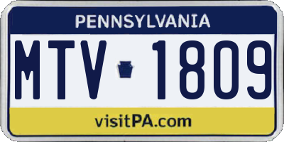 PA license plate MTV1809