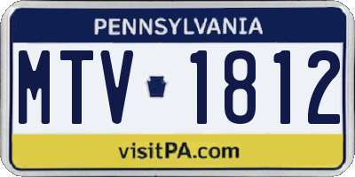 PA license plate MTV1812