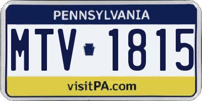 PA license plate MTV1815