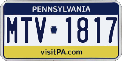 PA license plate MTV1817