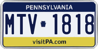PA license plate MTV1818