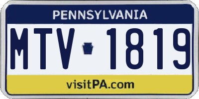 PA license plate MTV1819
