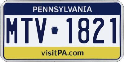 PA license plate MTV1821