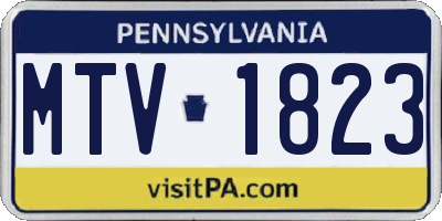 PA license plate MTV1823