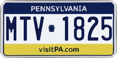 PA license plate MTV1825