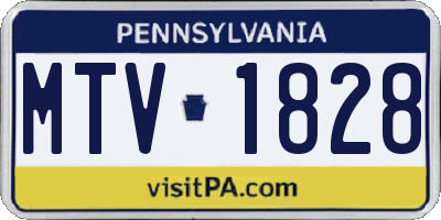 PA license plate MTV1828