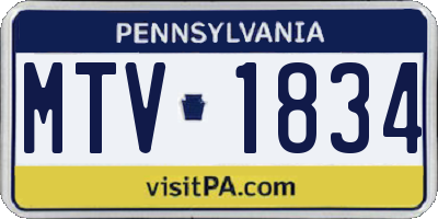 PA license plate MTV1834