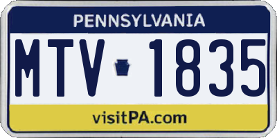 PA license plate MTV1835