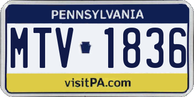 PA license plate MTV1836