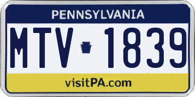 PA license plate MTV1839
