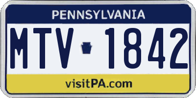 PA license plate MTV1842