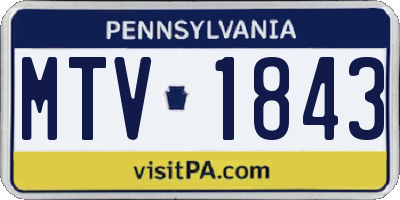 PA license plate MTV1843