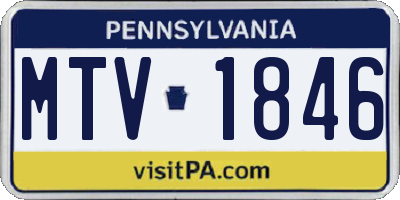 PA license plate MTV1846