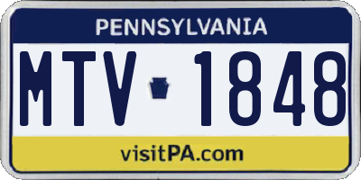 PA license plate MTV1848