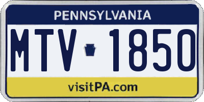 PA license plate MTV1850
