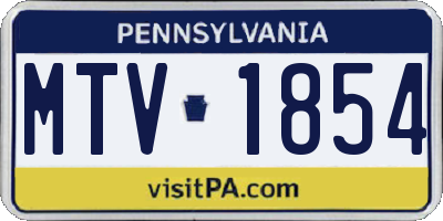 PA license plate MTV1854