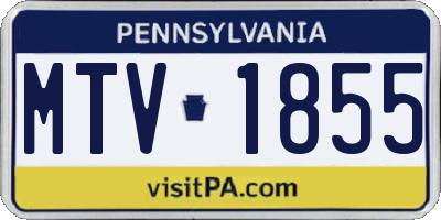 PA license plate MTV1855