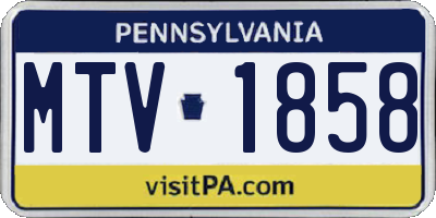 PA license plate MTV1858