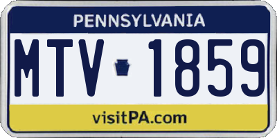 PA license plate MTV1859