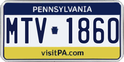 PA license plate MTV1860