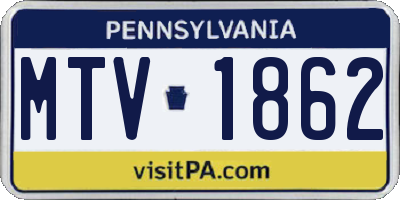 PA license plate MTV1862