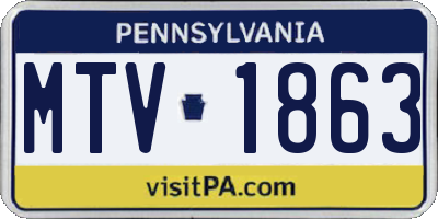PA license plate MTV1863