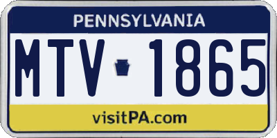 PA license plate MTV1865