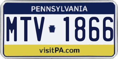 PA license plate MTV1866