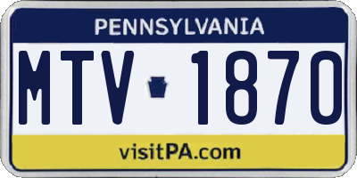 PA license plate MTV1870