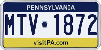 PA license plate MTV1872