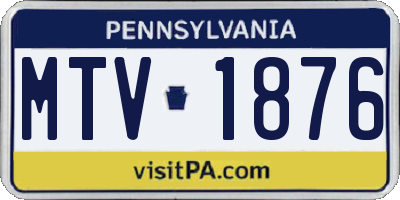 PA license plate MTV1876