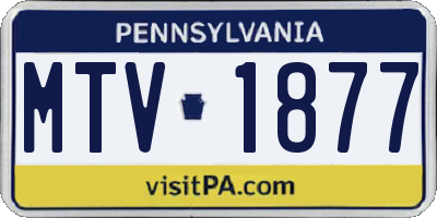 PA license plate MTV1877