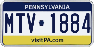 PA license plate MTV1884