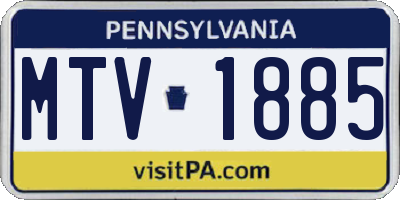 PA license plate MTV1885