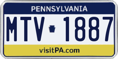 PA license plate MTV1887