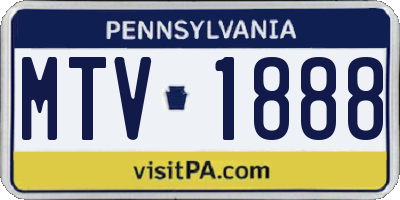 PA license plate MTV1888