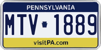 PA license plate MTV1889