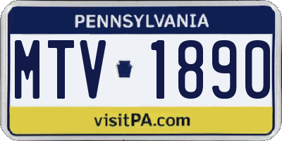 PA license plate MTV1890