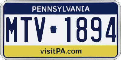 PA license plate MTV1894