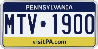 PA license plate MTV1900