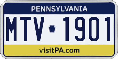 PA license plate MTV1901