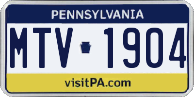 PA license plate MTV1904