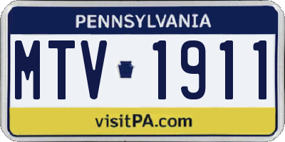 PA license plate MTV1911