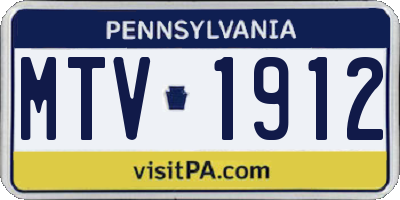 PA license plate MTV1912